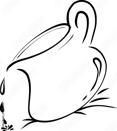 Jug pouring liquid outline icon vector illustration. Line continuous drawing of milk, water or juice from glass pitcher.