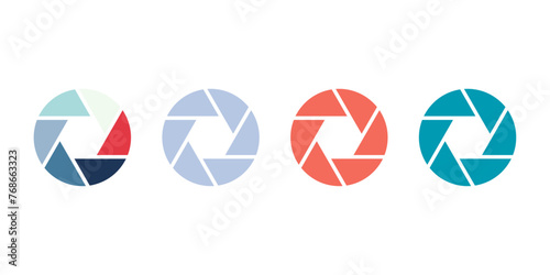 Camera shutter icons set vector. Camera Aperture Lense illustration isolated on a white background.
