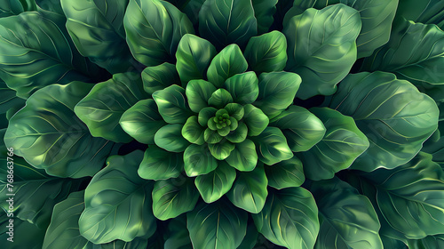 Intricate Green Plant Pattern in Center Showcasing Striking Artistry and Detail