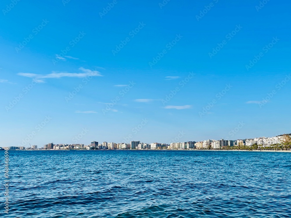 Summer cityscape of Vlore town. Adriatic sea, Albania.
