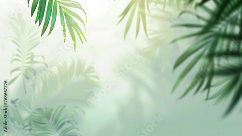 Blurred shadow from palm leaves Background illustration. generative ai