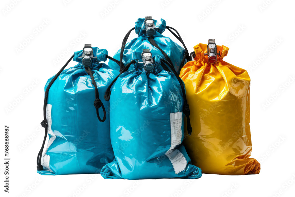 Trio of Vibrant Bags. On a White or Clear Surface PNG Transparent Background. Trio of Vibrant Bags. On a White or Clear Surface PNG Transparent Background.