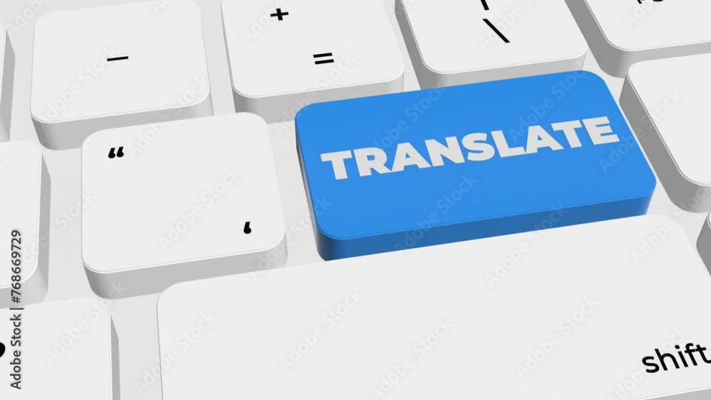 3D keyboard with the inscription translation on the button