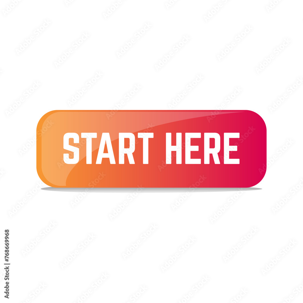 Start here text button template Isolated on white background Start here text button template Isolated on white background