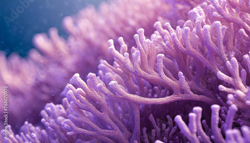 Close-up of minimalistic beautiful natural purple corals. Coral texture underwater. Marine life. photo