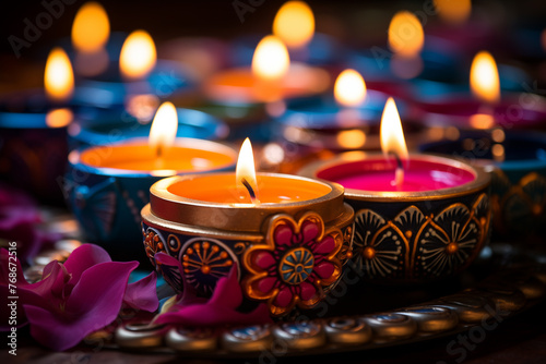 Generative Ai of Diwali candles  the festival of lights.  