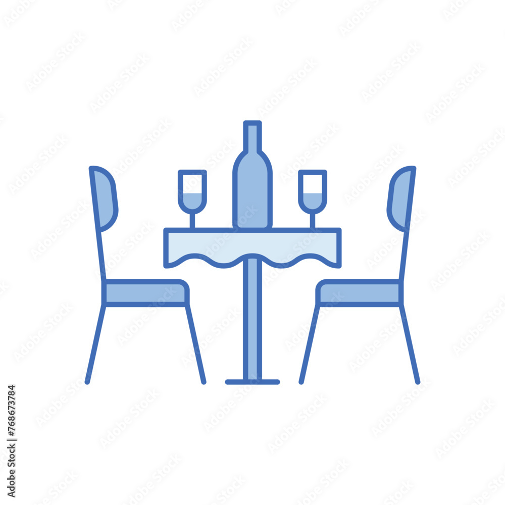 Blue Line Romantic Date vector icon Blue Line Romantic Date vector icon