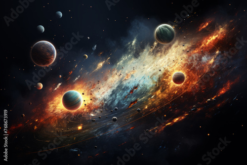 Magnificent scenes in the universe  the intersection of planets and celestial bodies
