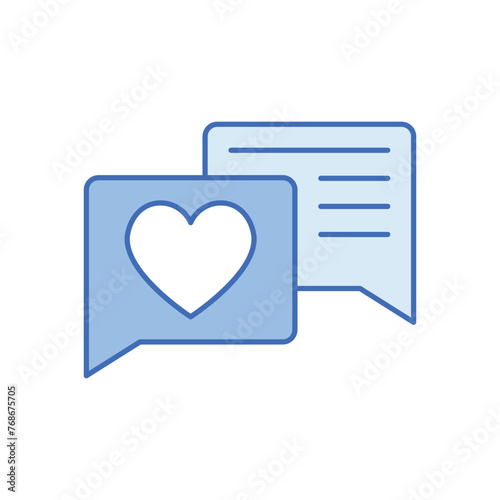 Blue Line Love Chating vector icon