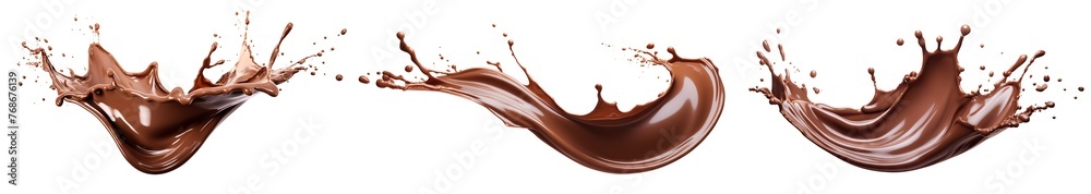 Set of melted chocolate splashes, cut out Set of melted chocolate splashes, cut out