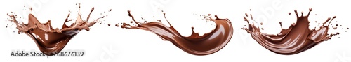 Set of melted chocolate splashes, cut out