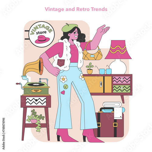 Retro chic revival. Vector illustration.