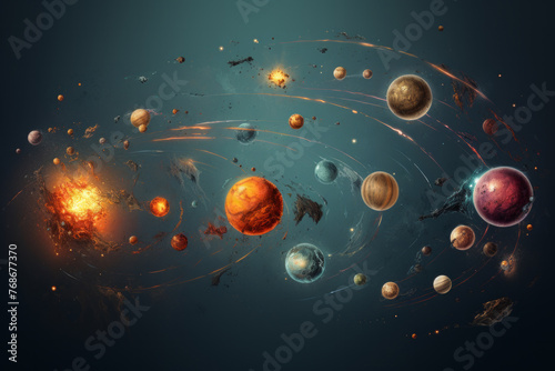 Magnificent scenes in the universe, the intersection of planets and celestial bodies