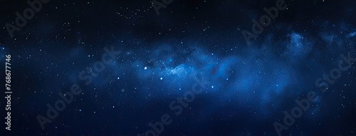 a panoramic night sky adorned with twinkling stars against a deep blue backdrop, perfect for creating a captivating starry background or celestial-themed banner. © lililia
