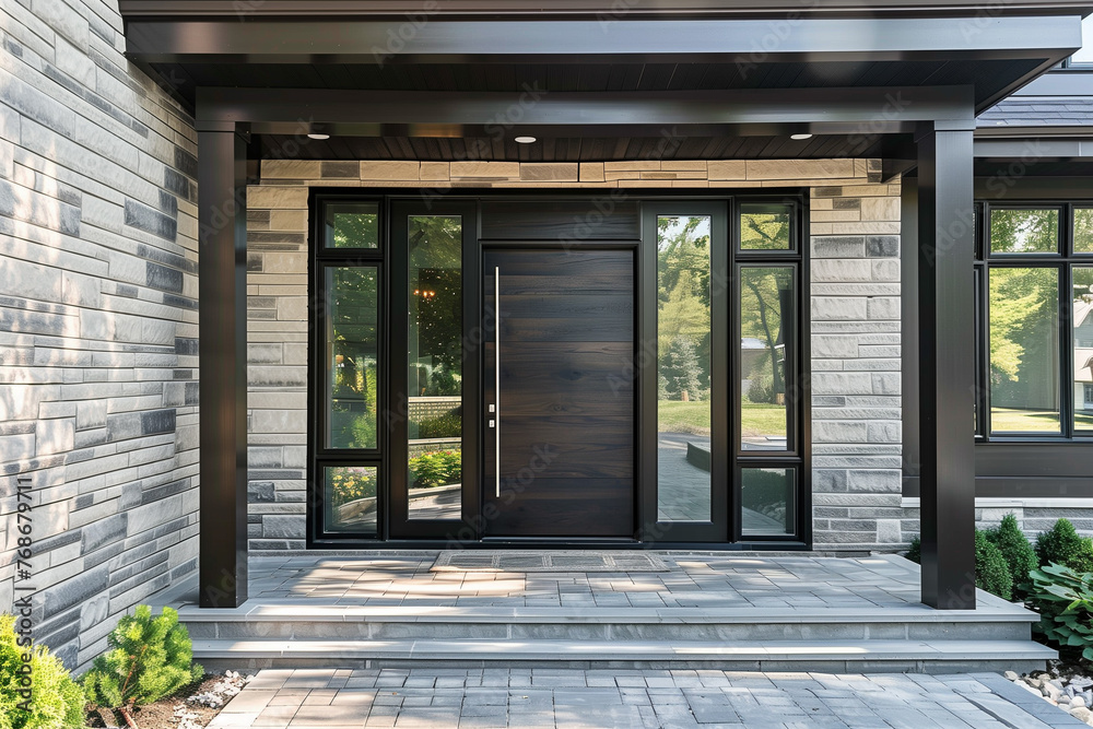 Modern Dark Wood Front Door With Sidelights Modern Dark Wood Front Door With Sidelights