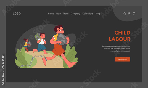 Child labor concept. Flat vector illustration