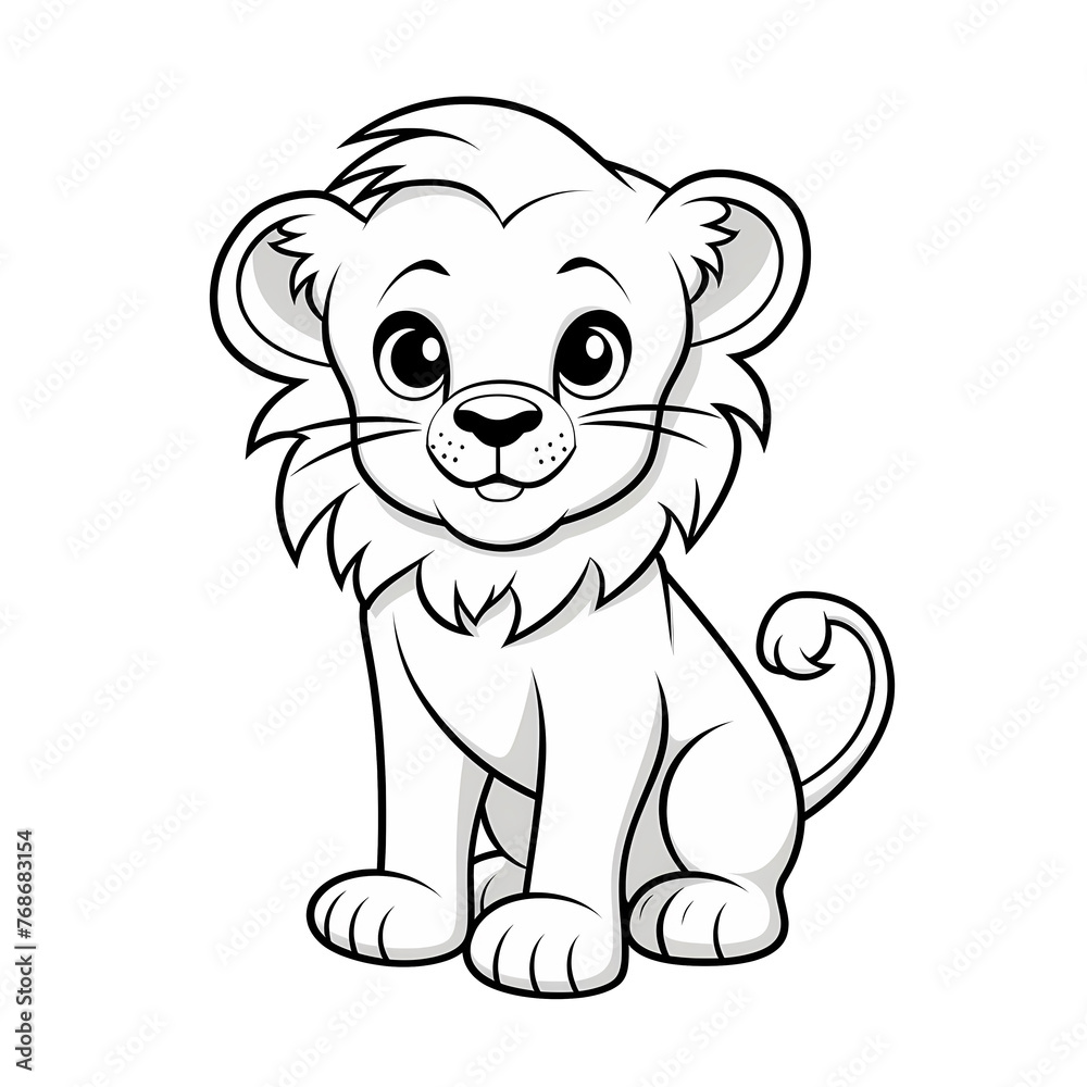 Cute baby lion colouring page, perfect for helping children and students learn colouring skills while fostering imagination and creativity