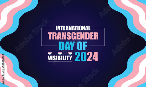 International transgender day of visibility text with flag illustration design 