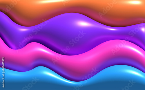 Abstract and colorful 3d wavy shapes background. Vibrant inflated layer backdrop template. Suitable for poster, banner, cover, presentation, or catalog. photo