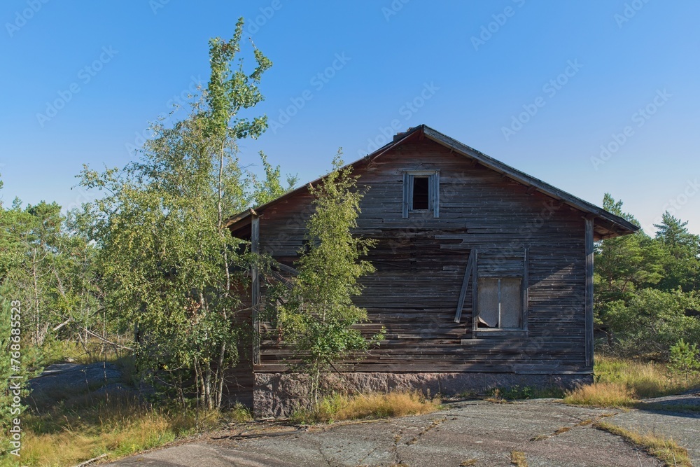 Old abandoned building on the island of Jussarö in summer, Raasepori, Finland. Old abandoned building on the island of Jussarö in summer, Raasepori, Finland.
