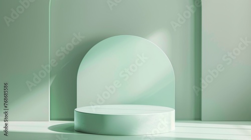 green podium concept . podium in shades of green  perfect for product display   3d rendering . ai generative