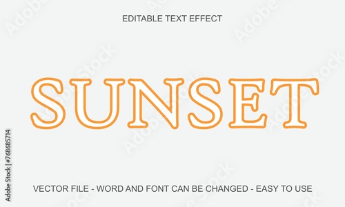 Summer sunset editable text effect premium vector