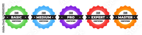 Certified badge design. Digital certified logo verified achievements