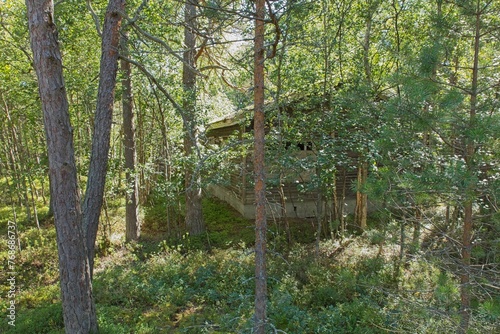 Old abandoned building on the island of Jussarö in summer, Raasepori, Finland. photo