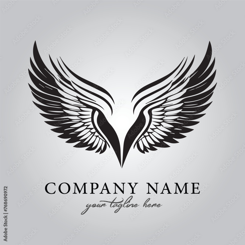 Obraz premium Wings icon logo company vector image on the white background