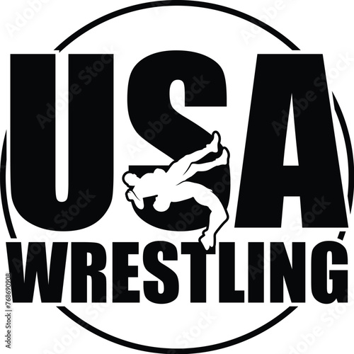 USA Wrestling Illustration, Wrestler Design Vector, Wrestle Quote, Sport, Patriotic, 4th of July