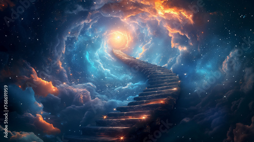 the way to god going into the sky, merging with the clouds and stars, going to another world, religion photo