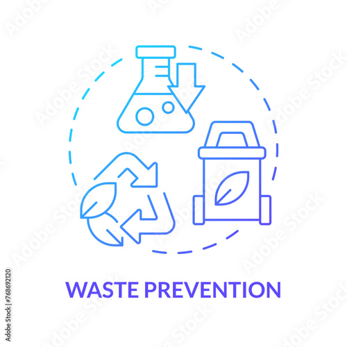 Waste prevention blue gradient concept icon. Ecological damage, environmental impact. Pollution reduce. Round shape line illustration. Abstract idea. Graphic design. Easy to use presentation, article