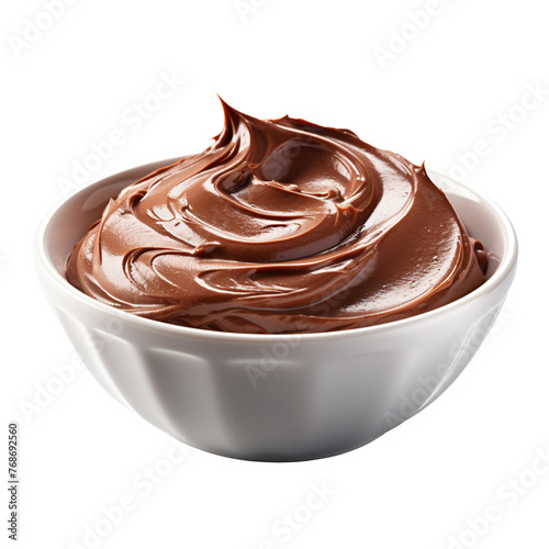 Bowl of chocolate paste isolated on transparent background