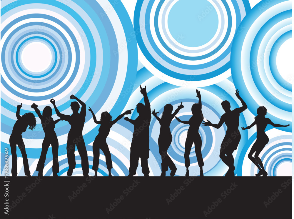 Silhouette of Performers on stage, Vector Illustration

