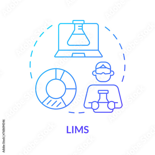 LIMS blue gradient concept icon. Laboratory information management, sample tracking. Personal protection. Round shape line illustration. Abstract idea. Graphic design. Easy to use presentation