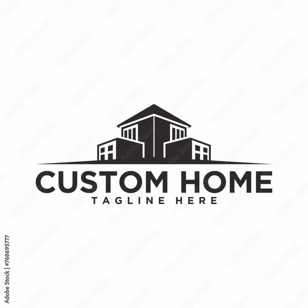 Home construction logo design template. Real estate emblem. Vector illustration