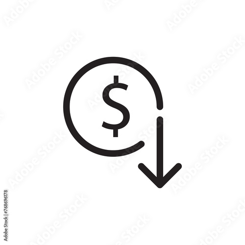decrease icon, cost reduction icon vector flat trendy style illustration on white background..eps
