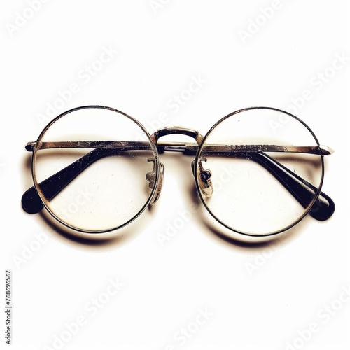 Vintage eyeglasses, isolated on white background, old, classic, retro, nostalgia, 60s, 70s, 80s, 90s, 2000s