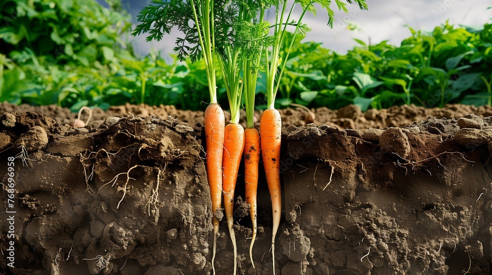 An illustrative cross-section view of fertile farmland showcasing ...