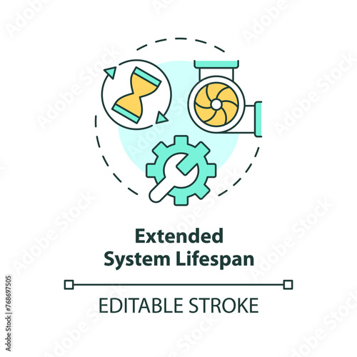 Extended system lifespan multi color concept icon. HVAC system care. Preventive maintenance. Round shape line illustration. Abstract idea. Graphic design. Easy to use in promotional material