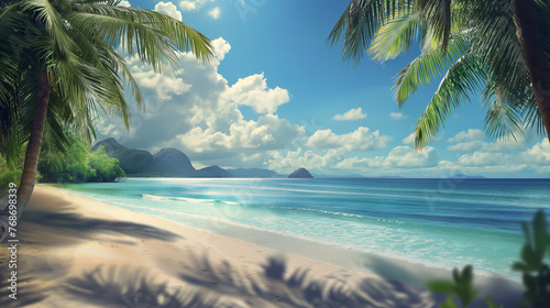 beach with coconut trees © Shahid