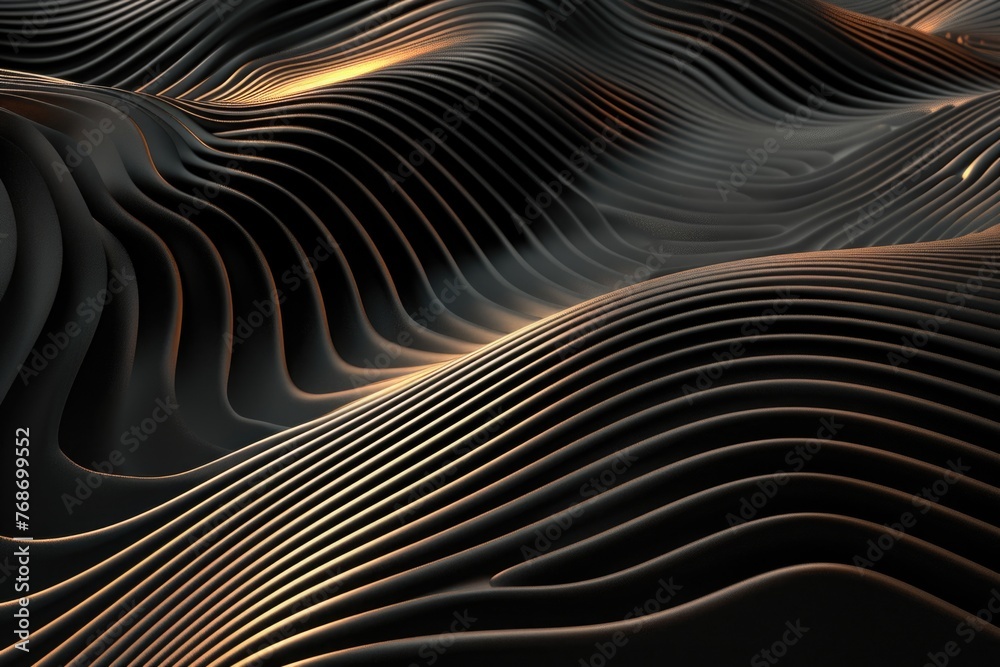 Abstract Wavy Lines on Dark Background