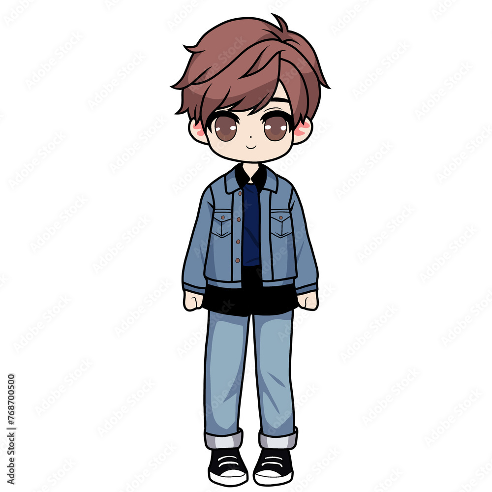 isolated cute chibi boy character in casual clothing isolated cute chibi boy character in casual clothing