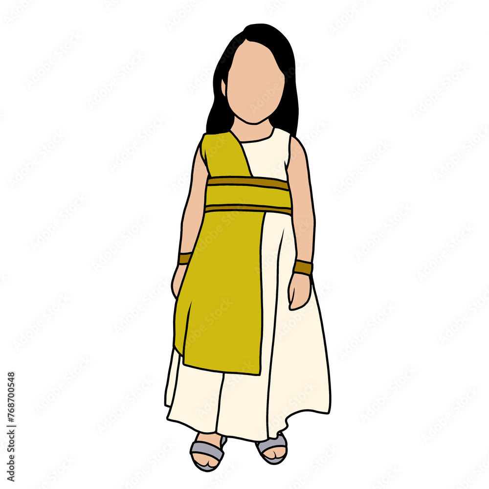 faceless girl wearing dress illustration