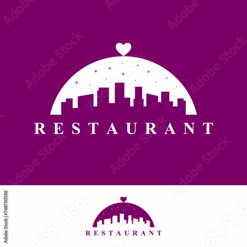 Vector illustration of dinner dish logo design, restaurant, restaurant, food court, cafe