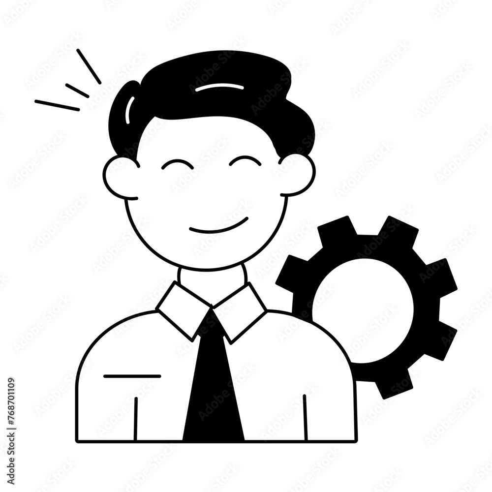 A customizable line icon of business manager A customizable line icon of business manager