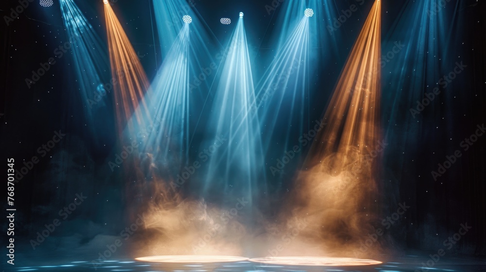 Warm Stage Lights with Cool Fog Effects