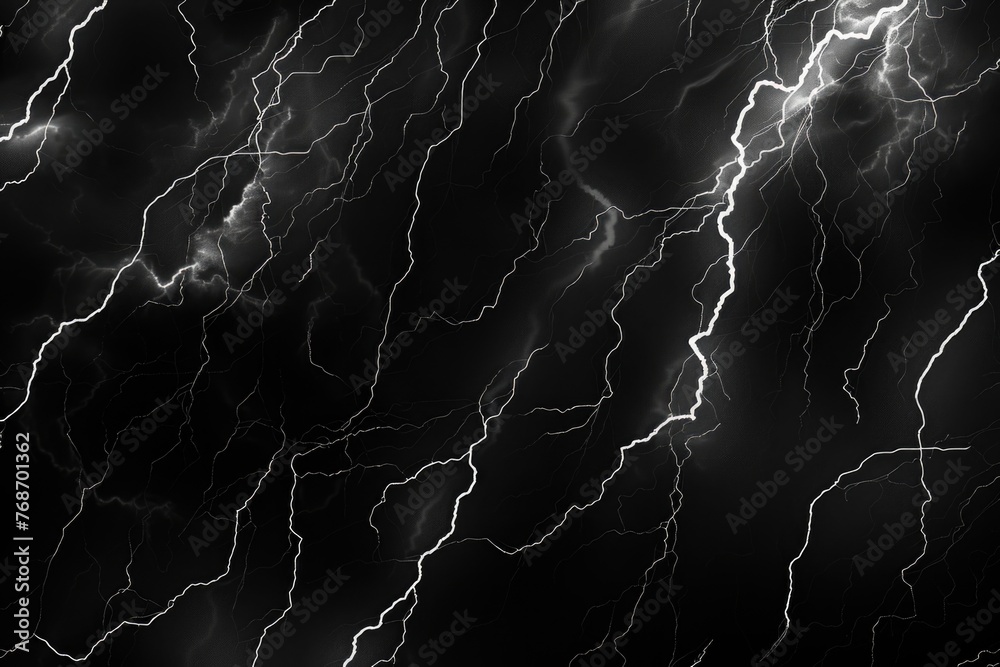 Dynamic Lightning on Black Background - obrazy, fototapety, plakaty 