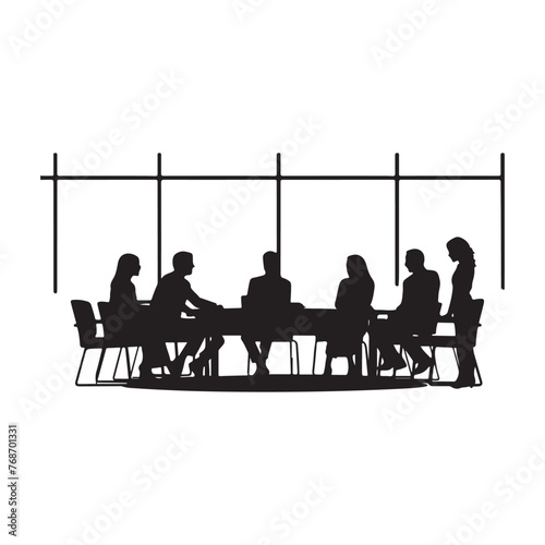 Strategic business meeting silhouette clipart black and white