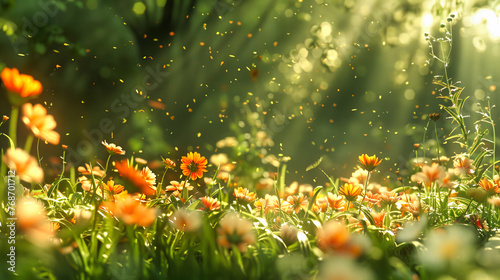 Dew-Kissed Dawn: A Meadow Awakens, Its Flowers Basking in the Soft Light, Embracing the New Days Promise © MDRAKIBUL